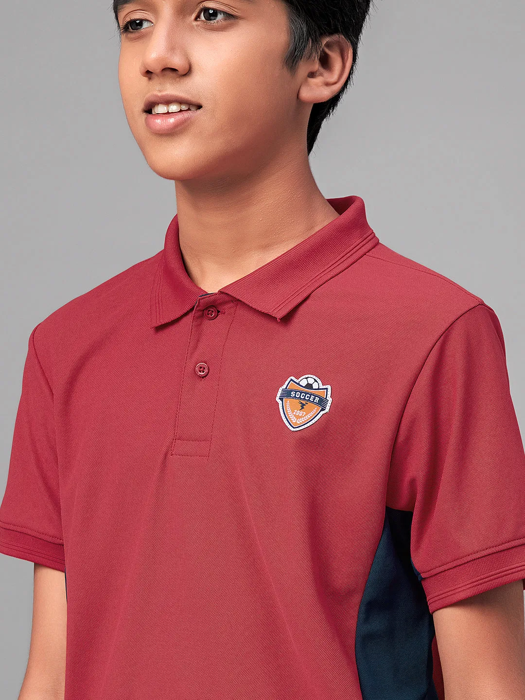 Boys Solid Slim Fit Polo Sports T-shirt with MATPIQ