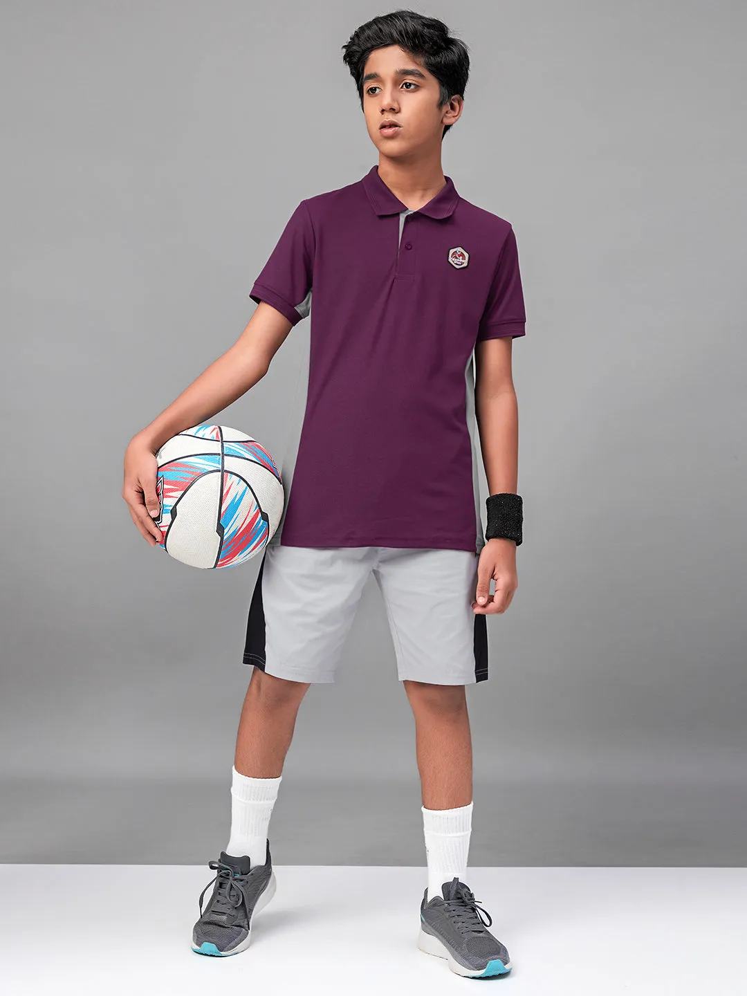 Boys Solid Slim Fit Polo Sports T-shirt with MATPIQ