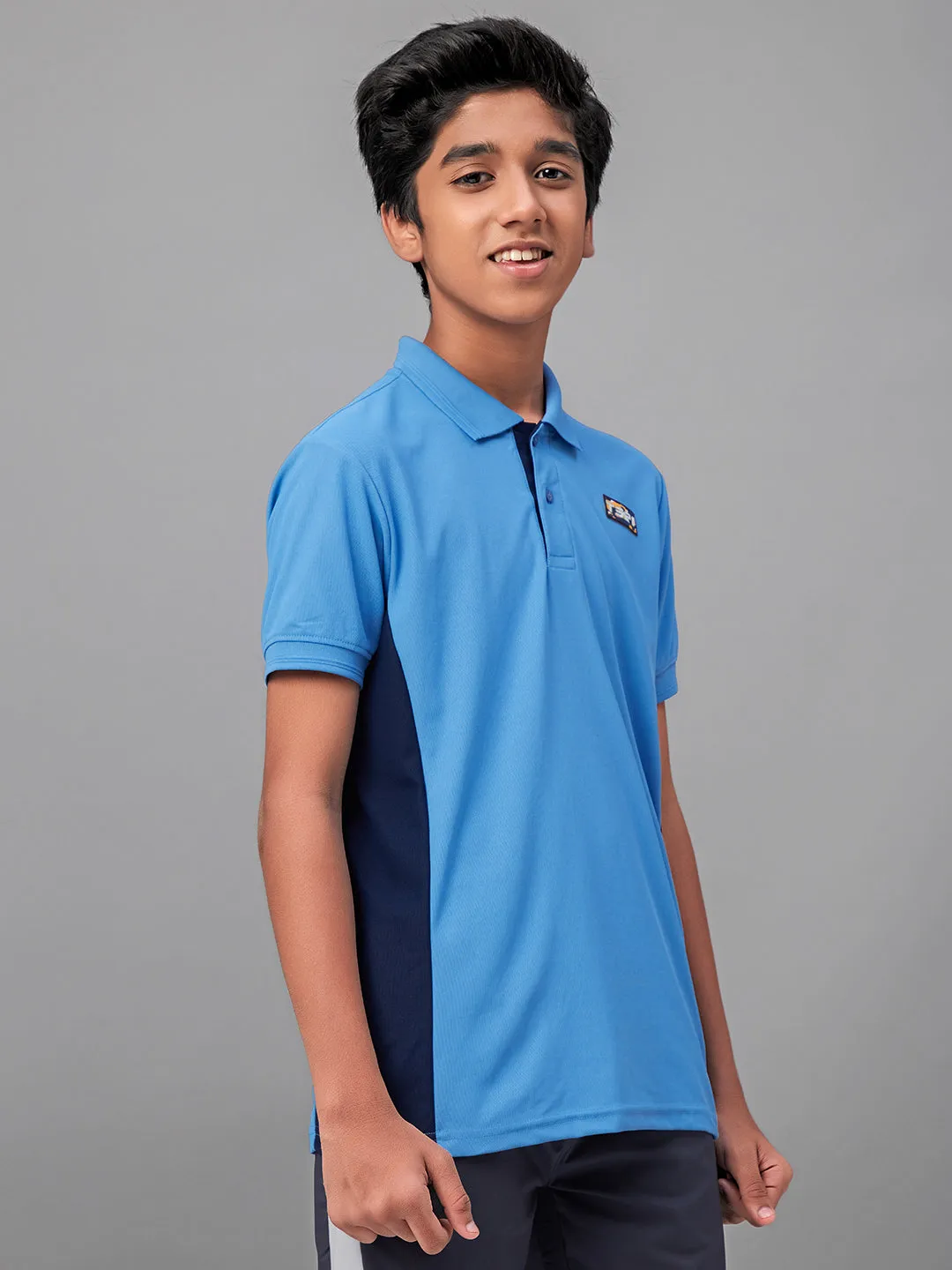 Boys Solid Slim Fit Polo Sports T-shirt with MATPIQ