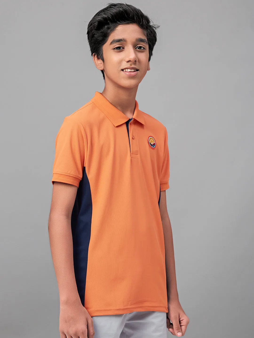 Boys Solid Slim Fit Polo Sports T-shirt with MATPIQ