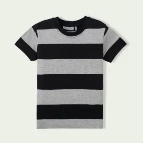 C1438 MCK ZE Sports Wear Black with Grey Stripes T-Shirt