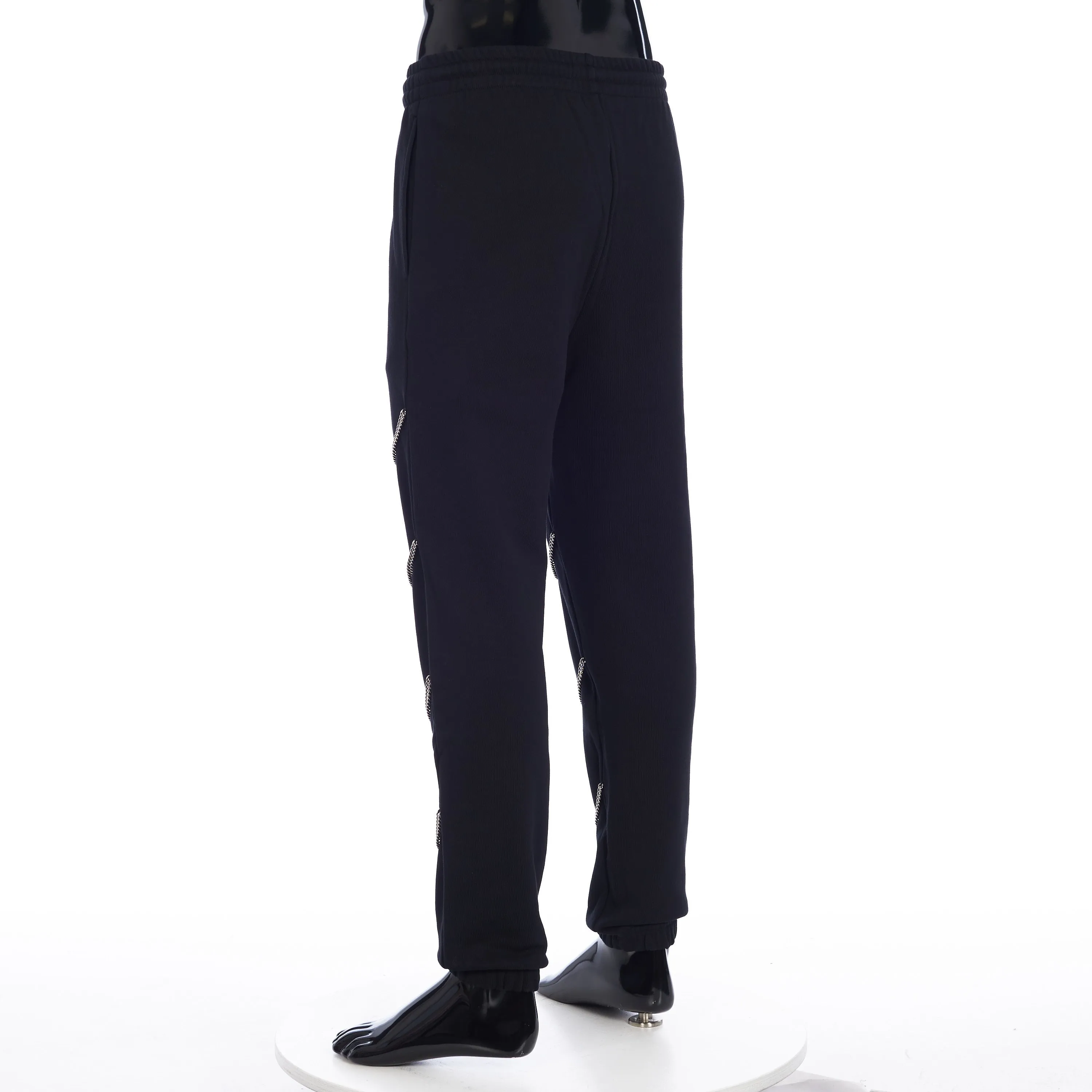 Chains Track Pants in Black Cotton Fleece