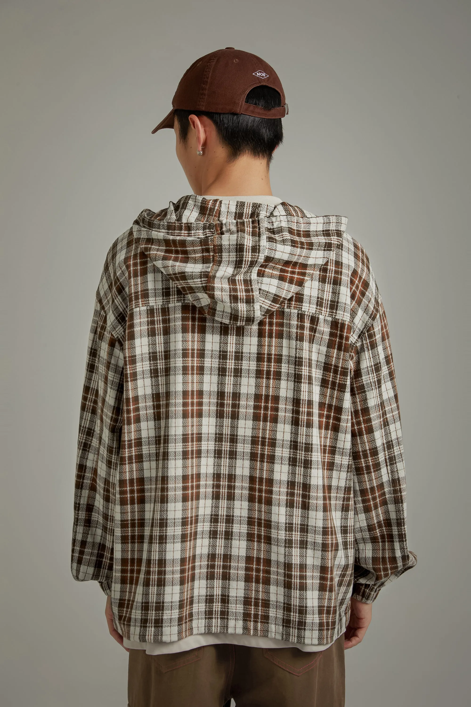 Checked Hooded String Shirt