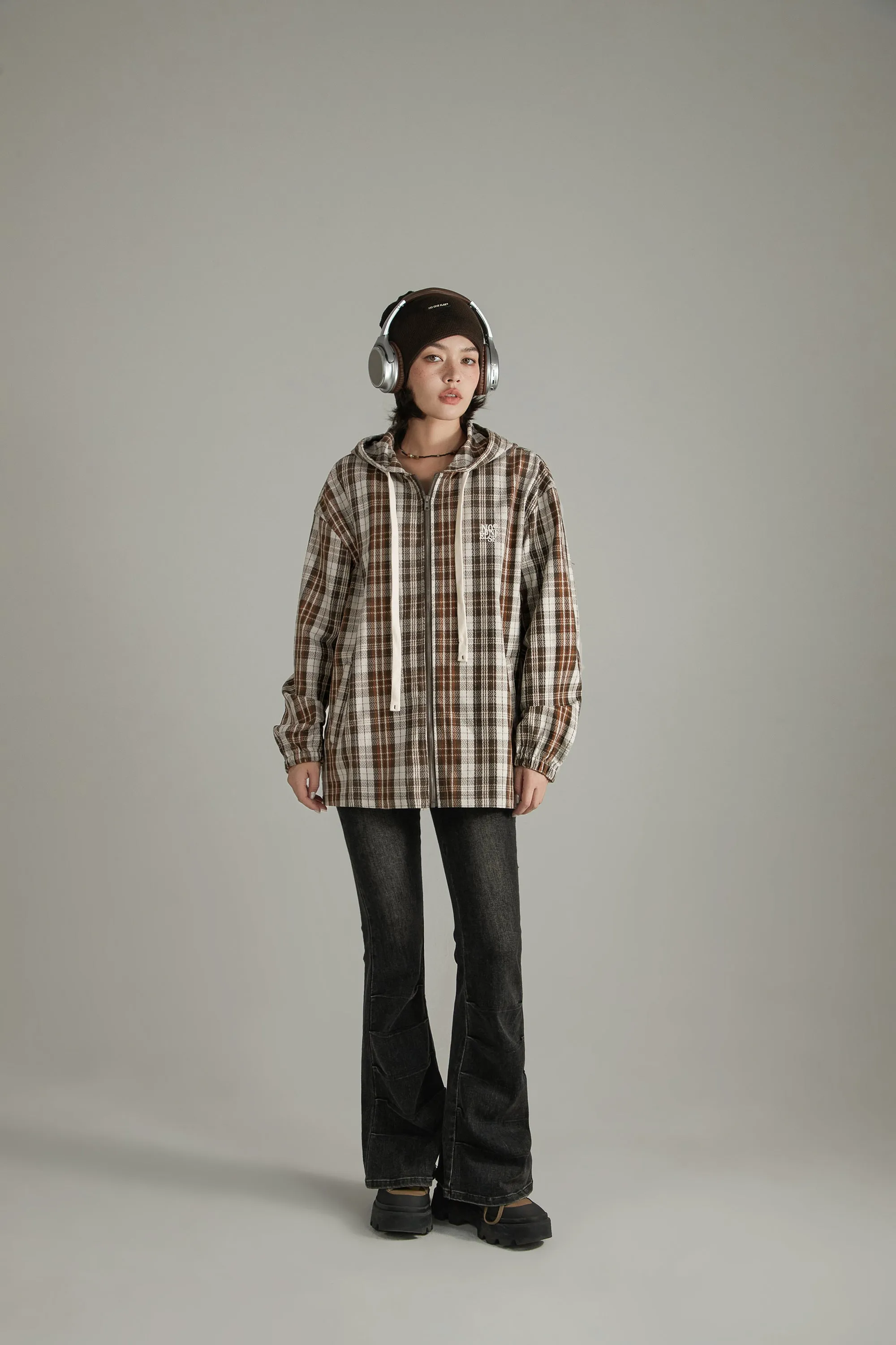 Checked Hooded String Shirt