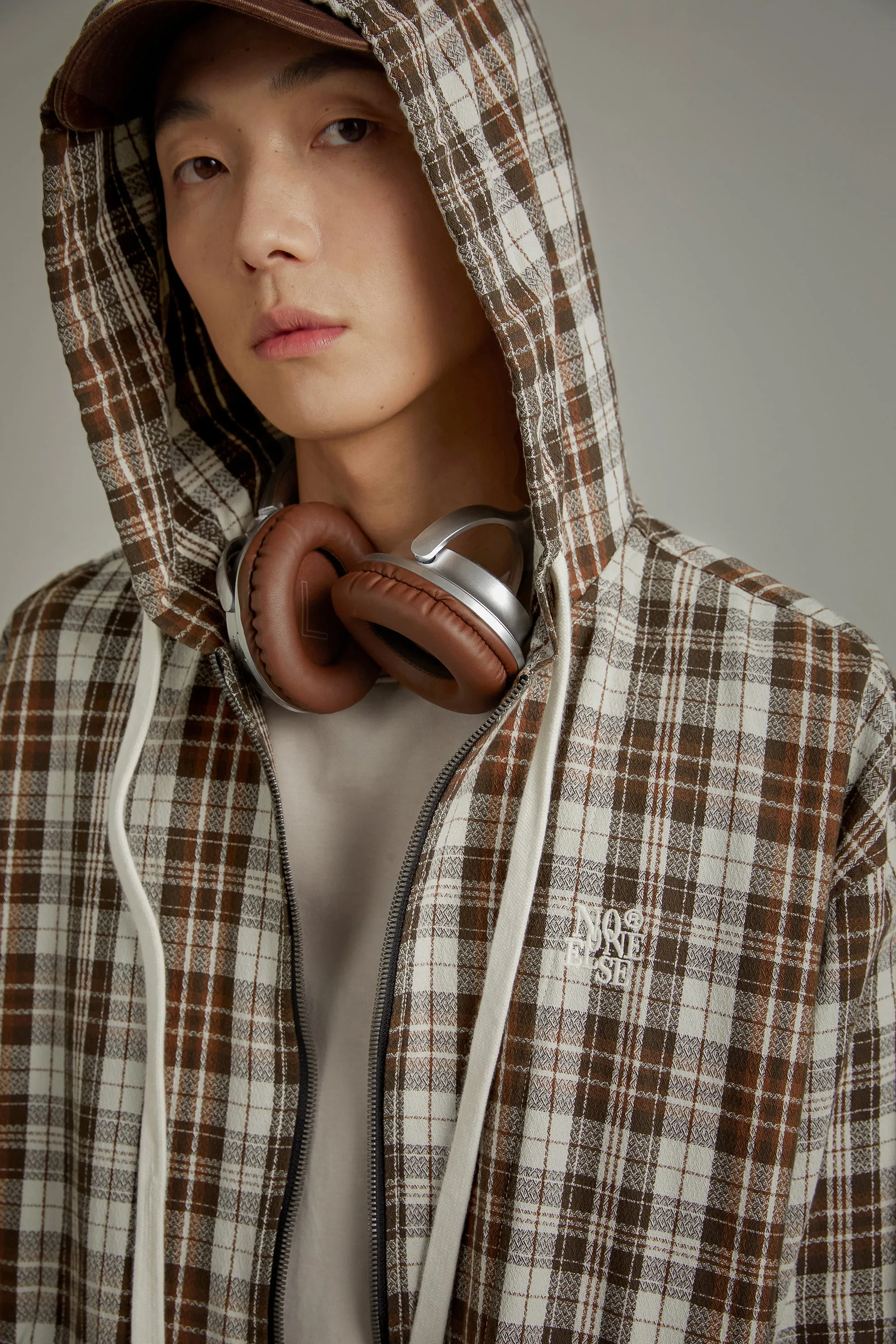 Checked Hooded String Shirt