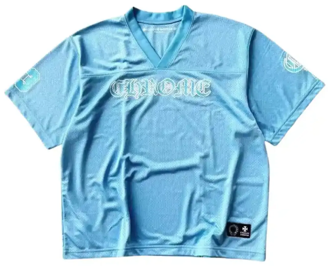 Chrome Heart Sports Mesh Warm Up Jersey Short Sleeve Blue