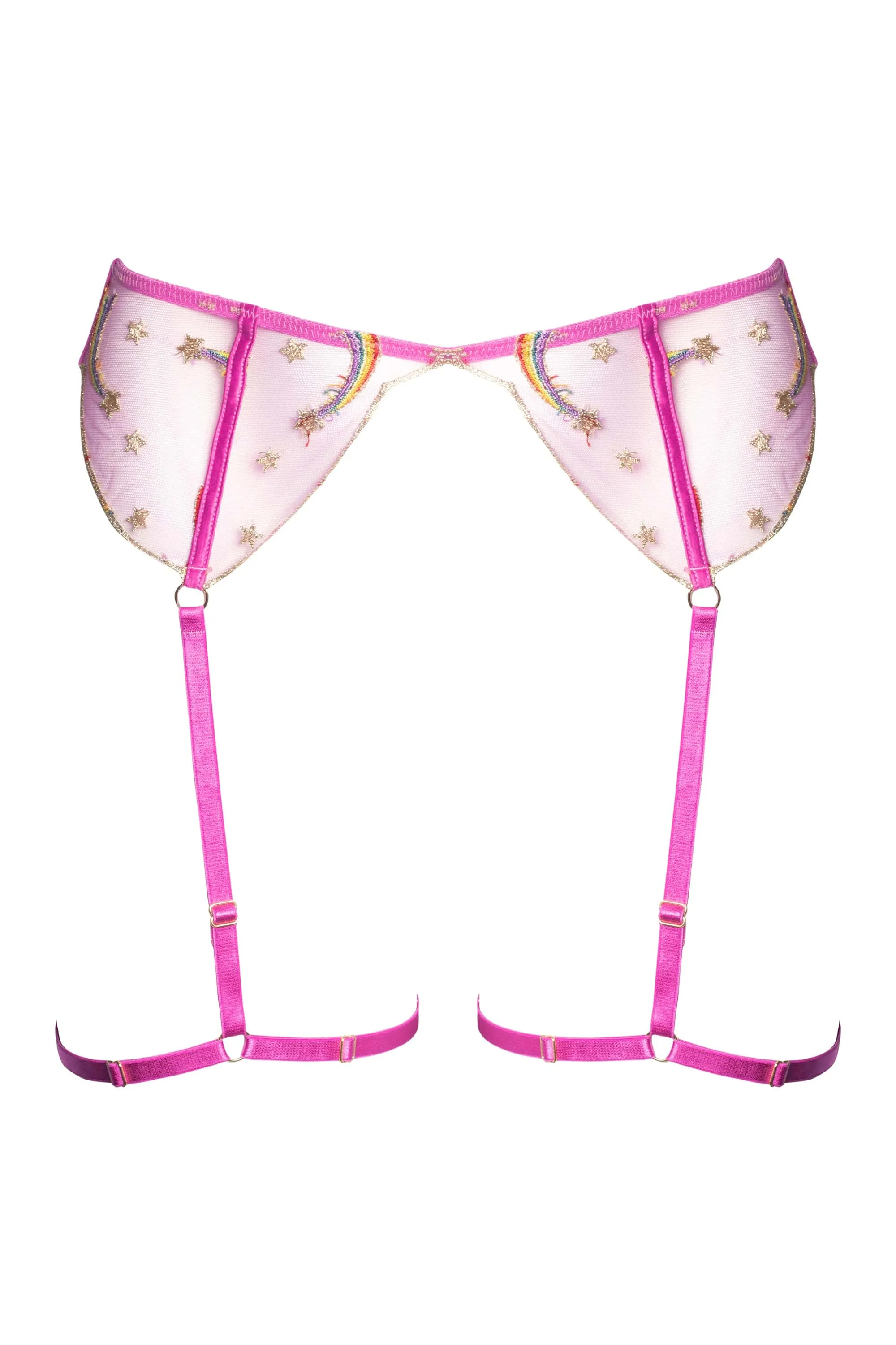 Coccinelle Rainbow Shooting Star Pride Embroidery Suspender Belt