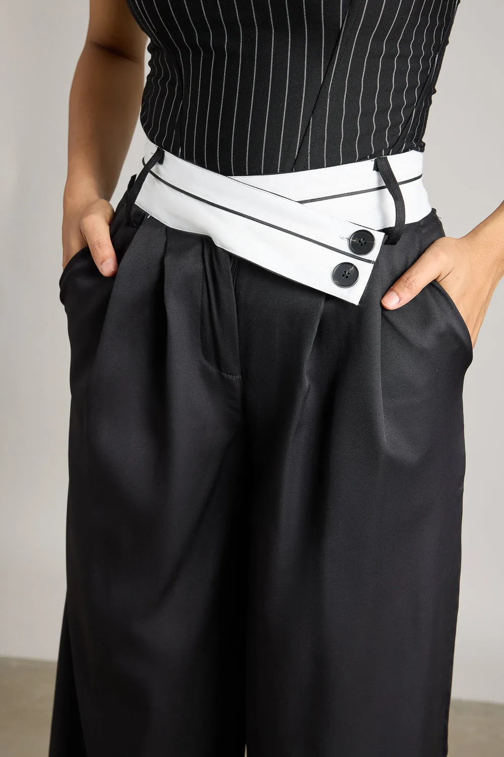 Colour Block High Waist Korean Pants