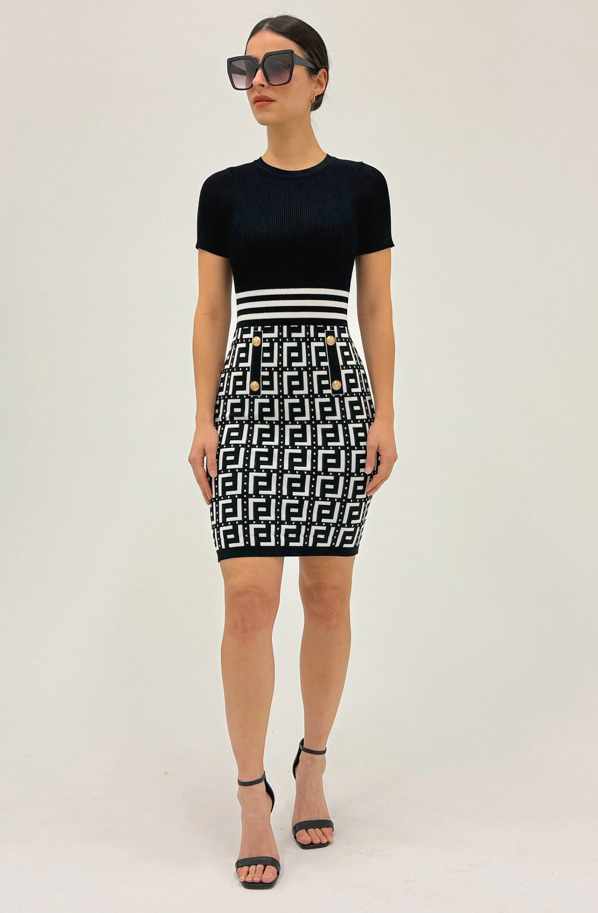 Contrast Knitted Dress