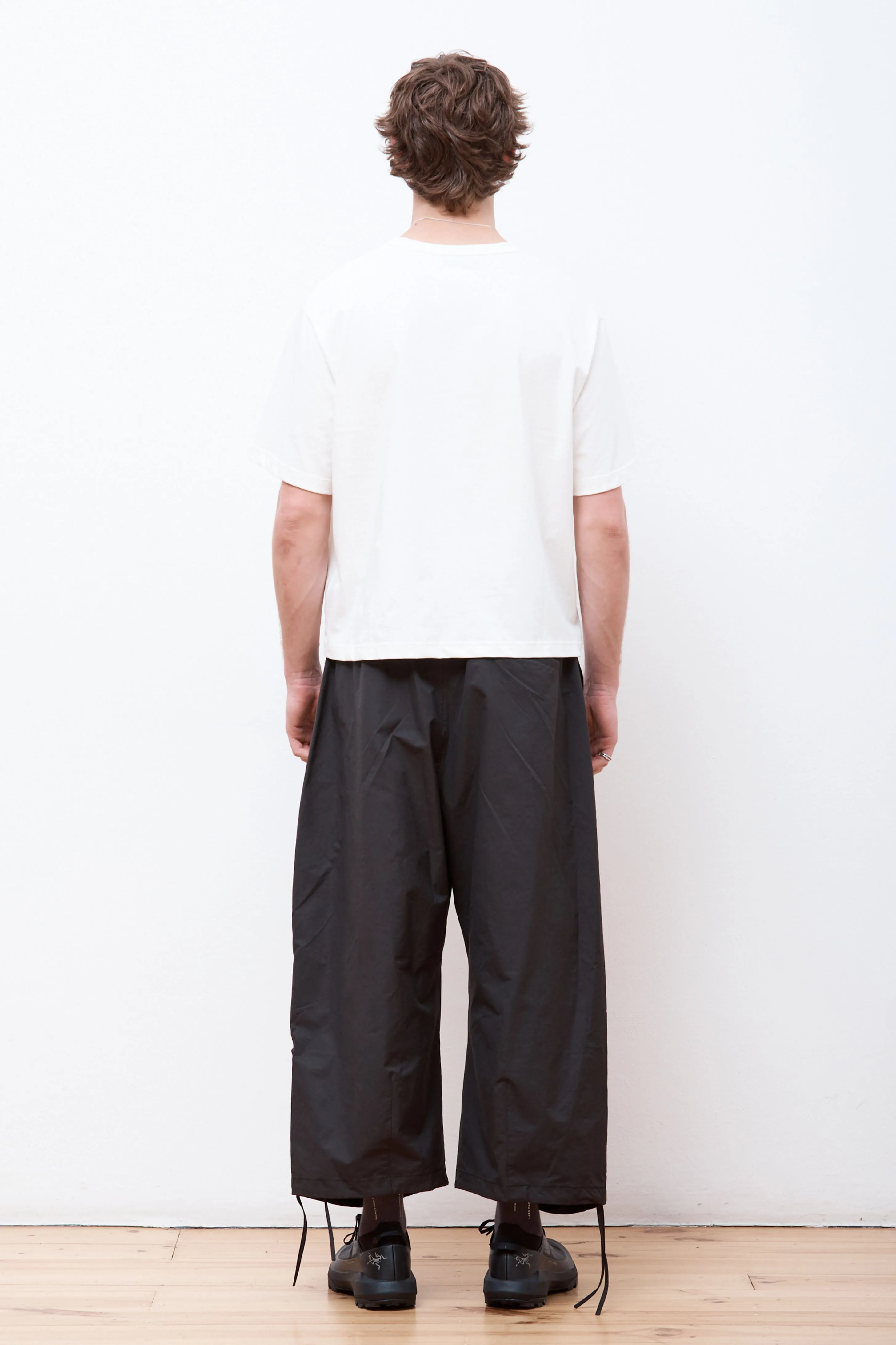 Cotton Nylon Wide Capri Pants Black