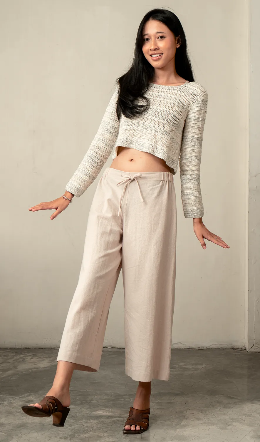 Cotton/Linen Piazza Pants Natural - S, M, L