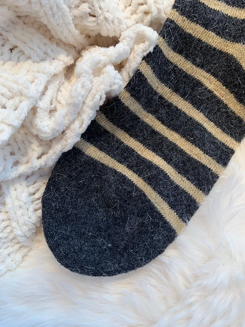 Cozy and Warm | Wool Socks | Yellow Stripes