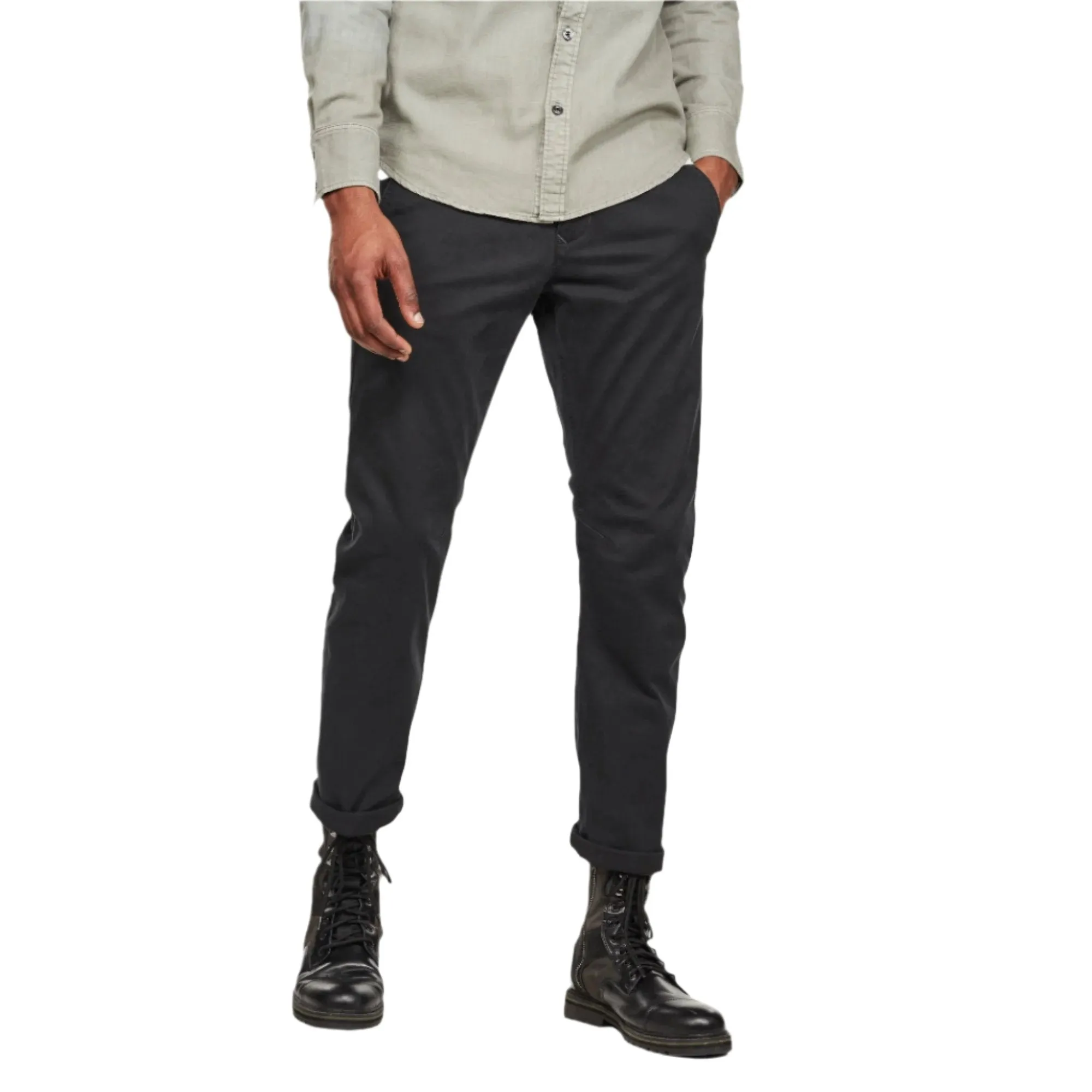 Dark Black Vetar Slim Chino Pants