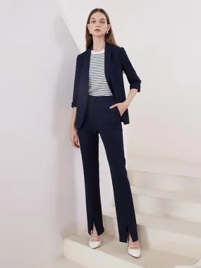 Dark Blue Slim Slit Pants