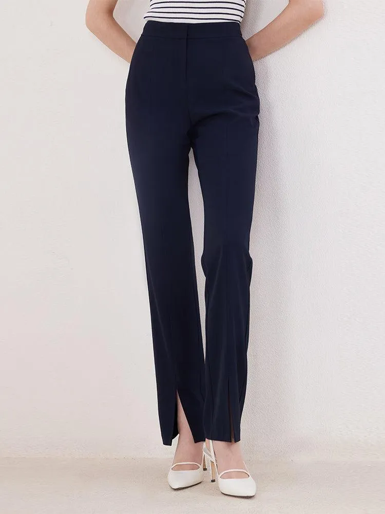 Dark Blue Slim Slit Pants