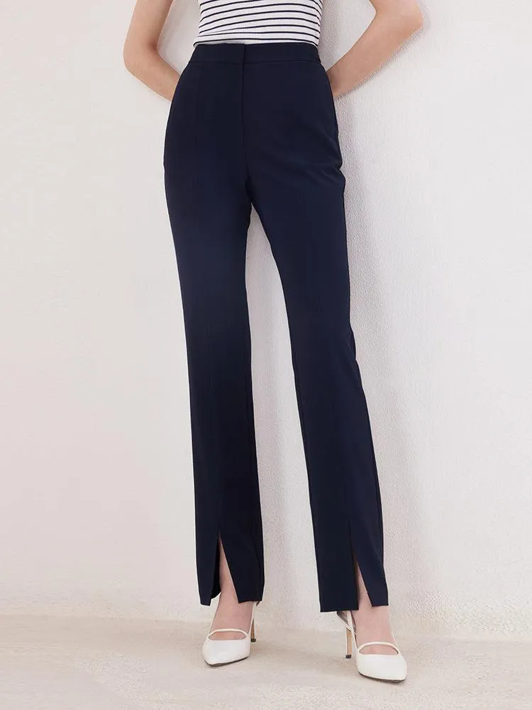 Dark Blue Slim Slit Pants