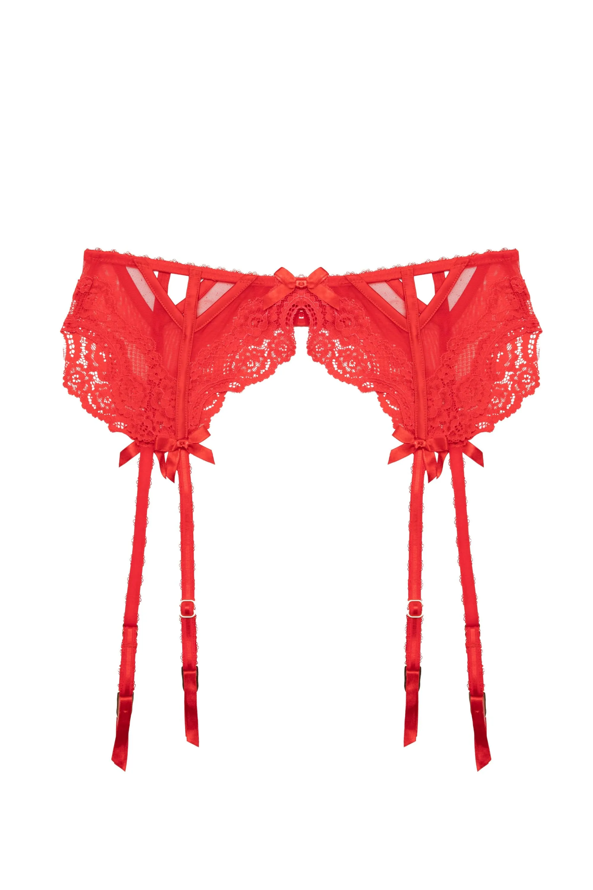 Eliza Red Lace Trim Suspender