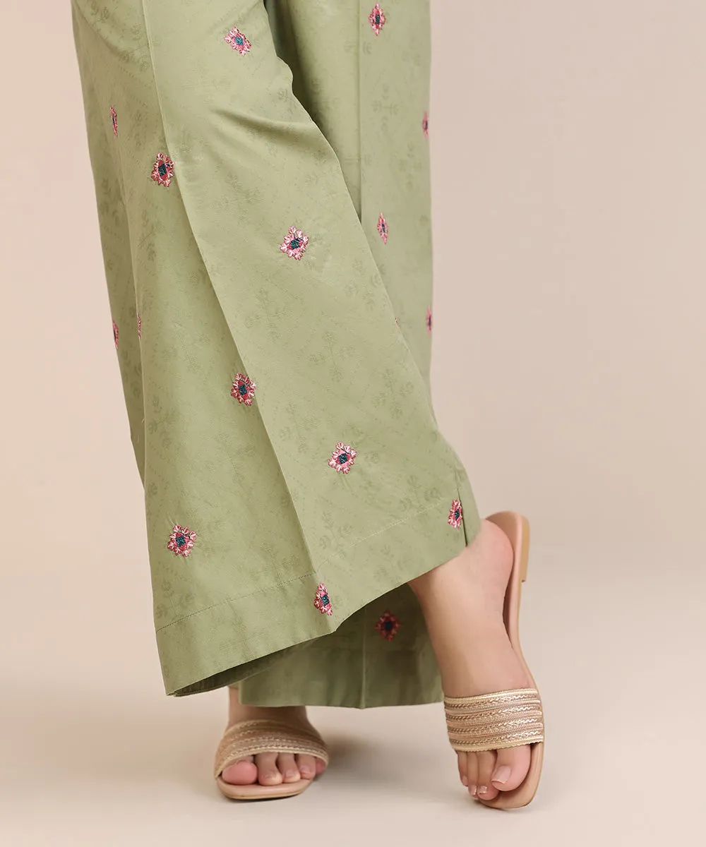 Embroidered Jacquard Flared Pants