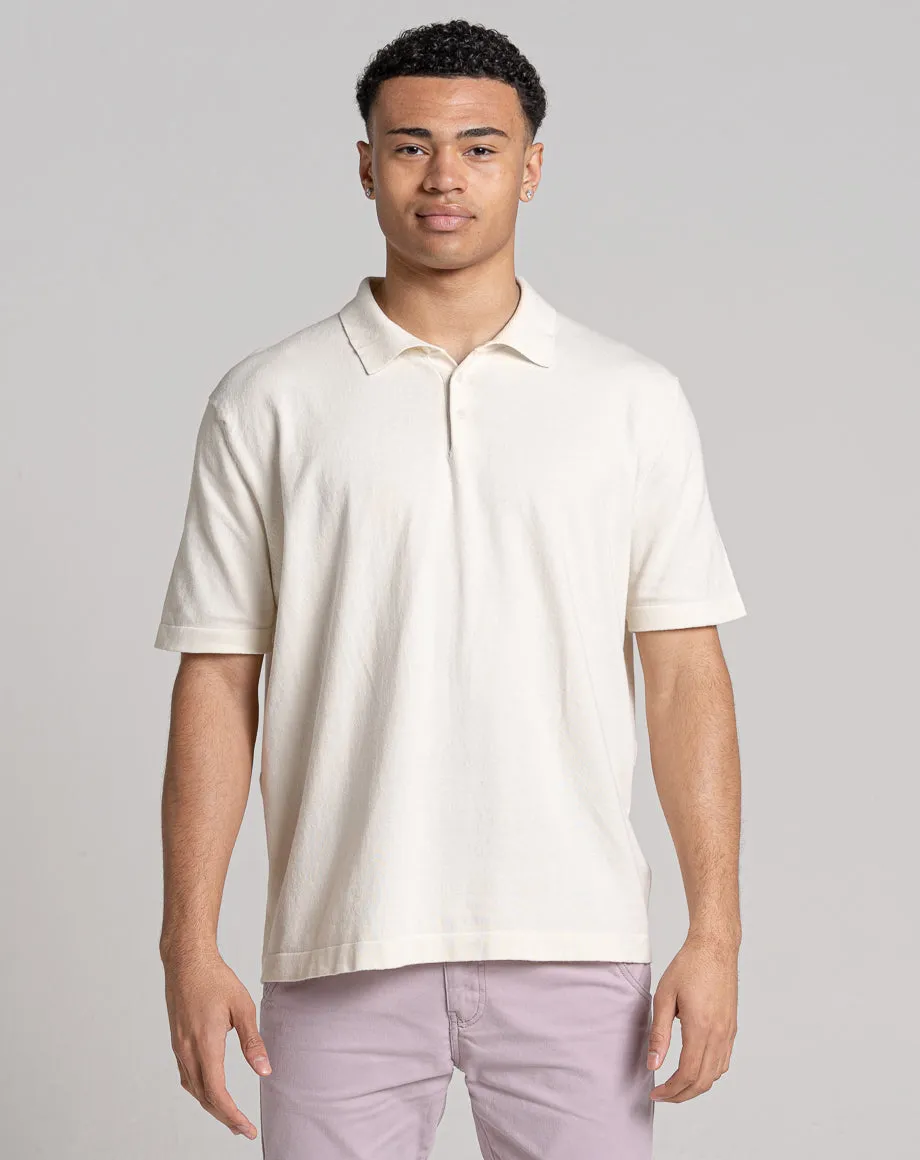 ESSENTIAL OVERSIZED SHORT SLEEVE KNITTED POLO | ECRU