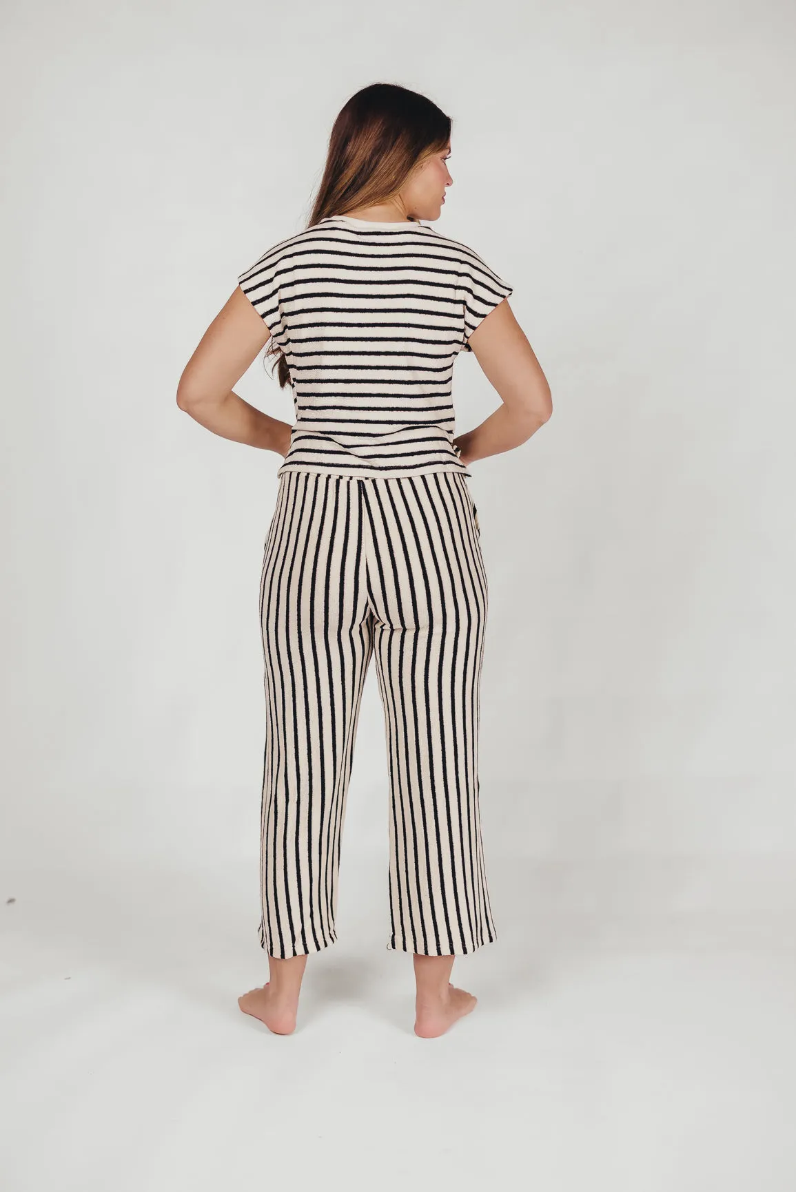 Evie Textured Cotton Top and Pants Set in White/Black