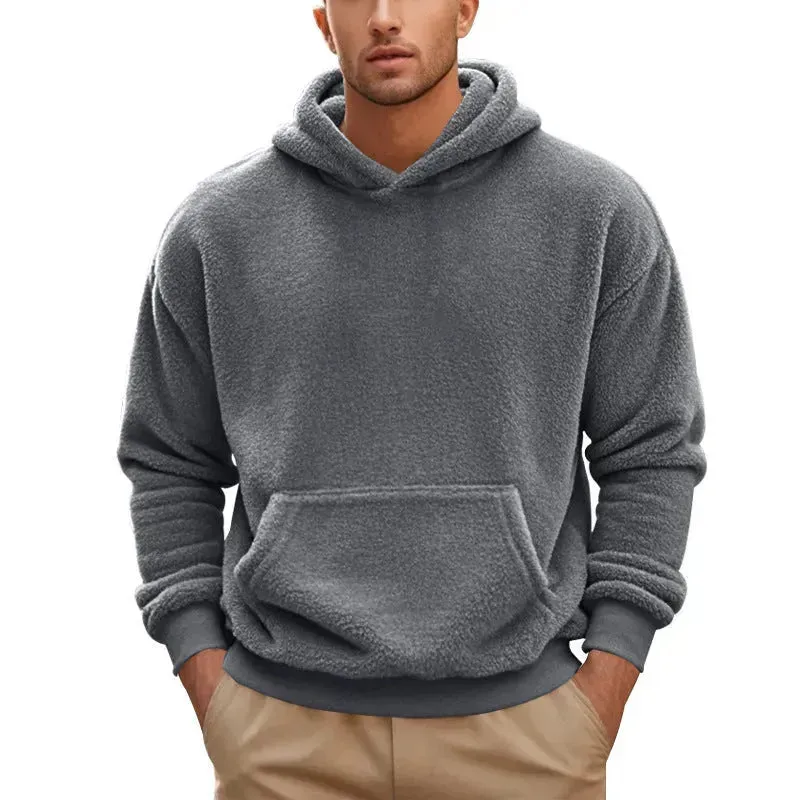 Fall Winter Fleece Plush thick Hoodie Pullover tops for men