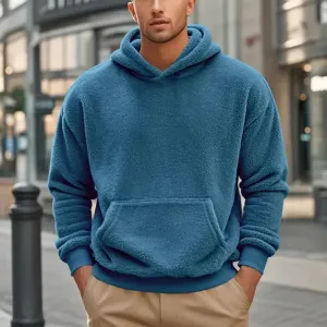 Fall Winter Fleece Plush thick Hoodie Pullover tops for men