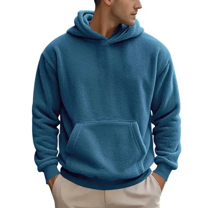 Fall Winter Fleece Plush thick Hoodie Pullover tops for men