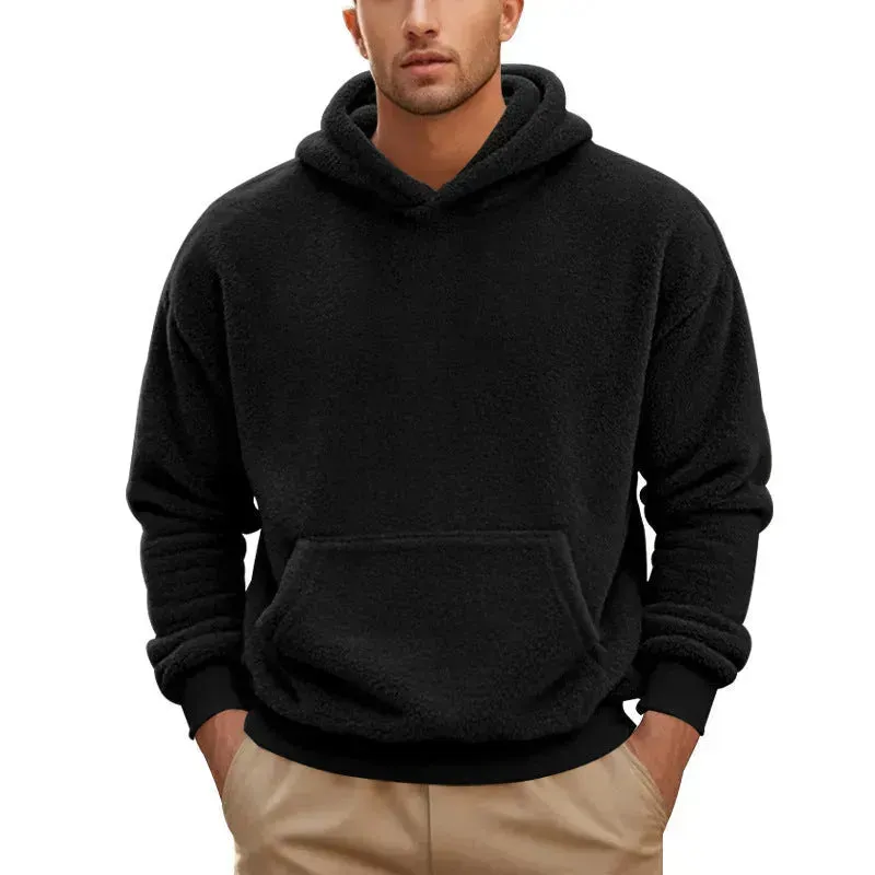 Fall Winter Fleece Plush thick Hoodie Pullover tops for men