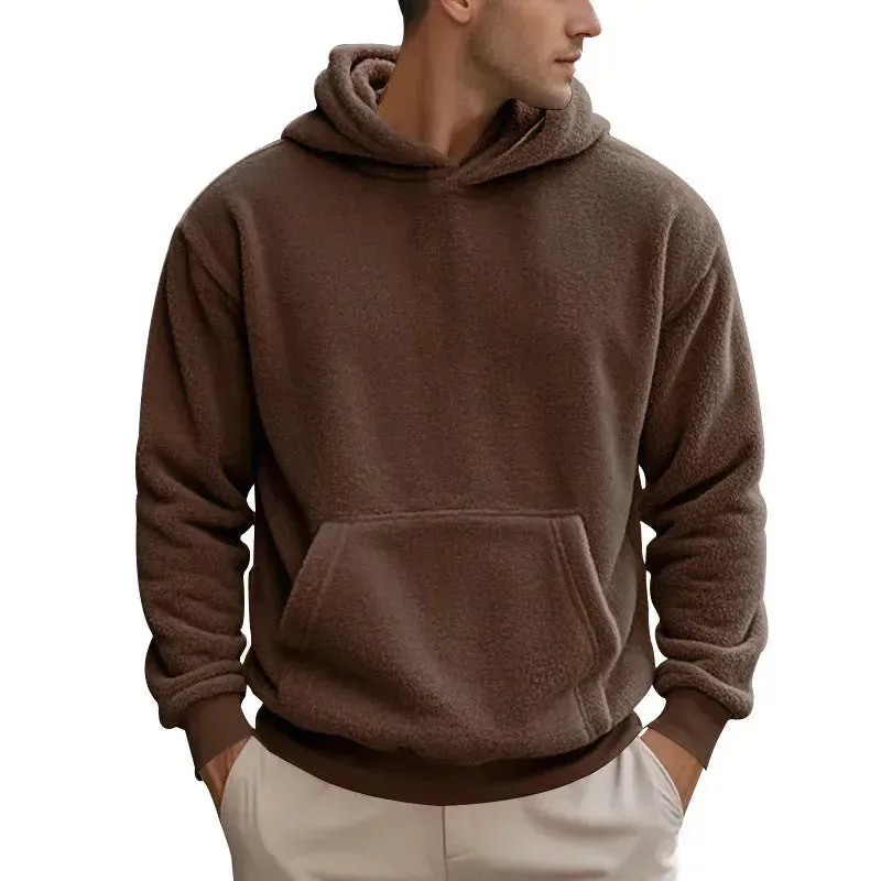 Fall Winter Fleece Plush thick Hoodie Pullover tops for men