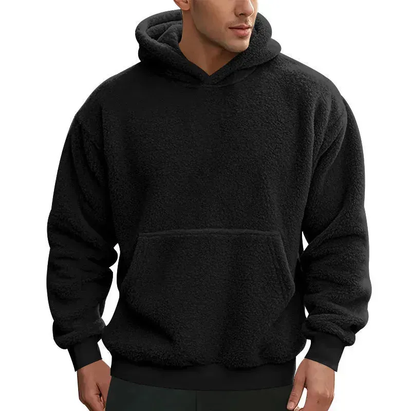 Fall Winter Fleece Plush thick Hoodie Pullover tops for men