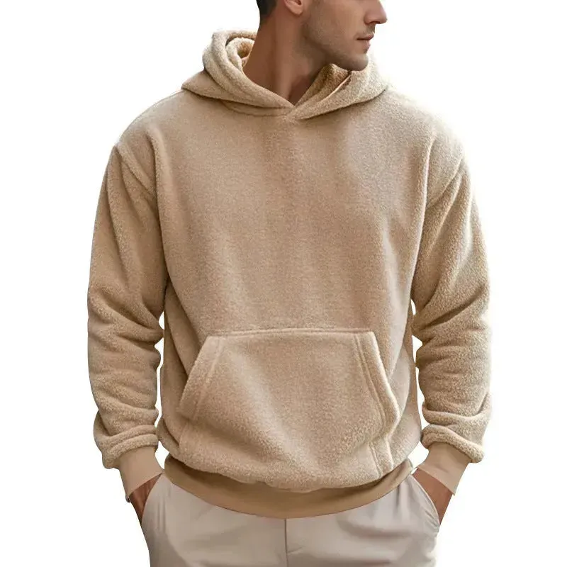 Fall Winter Fleece Plush thick Hoodie Pullover tops for men