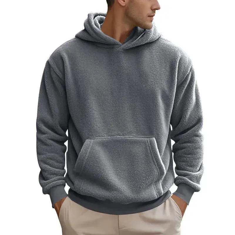 Fall Winter Fleece Plush thick Hoodie Pullover tops for men