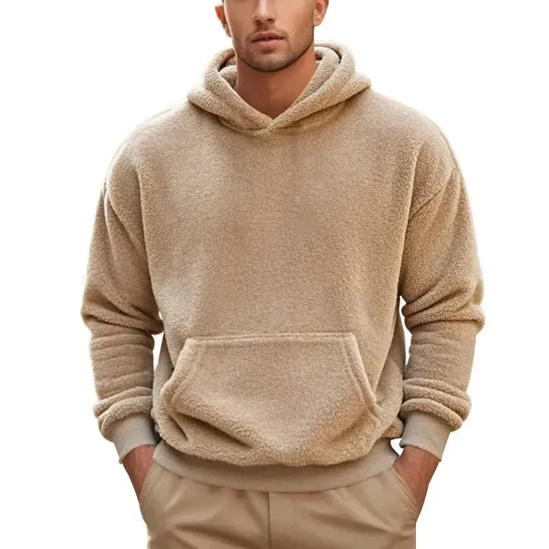 Fall Winter Fleece Plush thick Hoodie Pullover tops for men