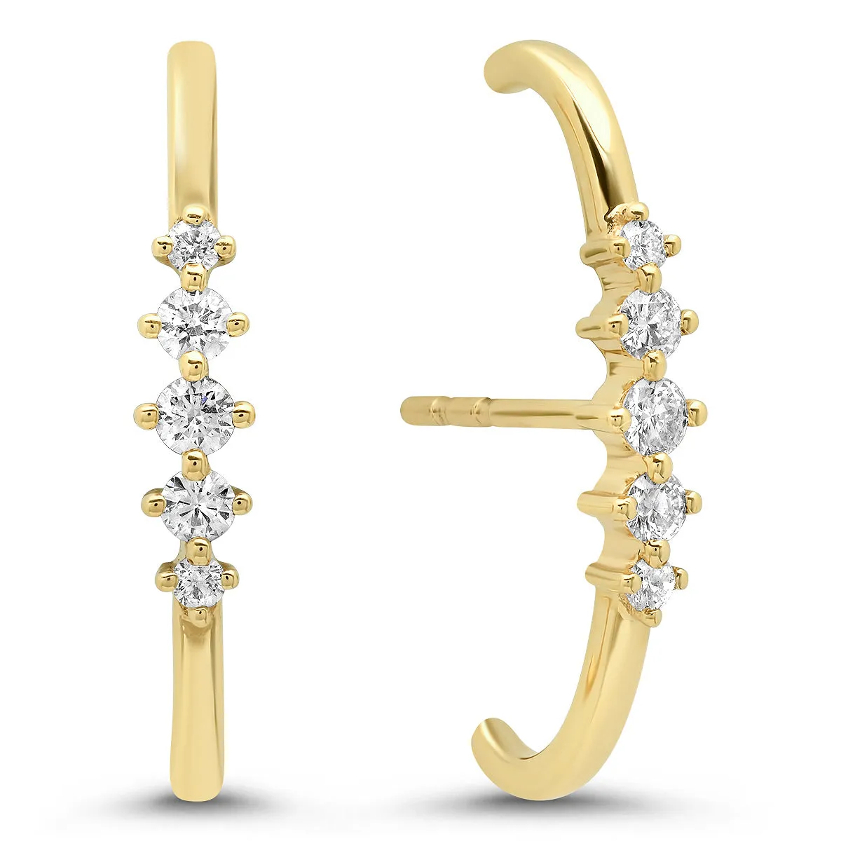 Five Diamond Suspender Lobe Cuff Earrings