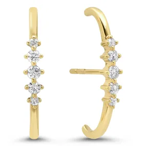 Five Diamond Suspender Lobe Cuff Earrings