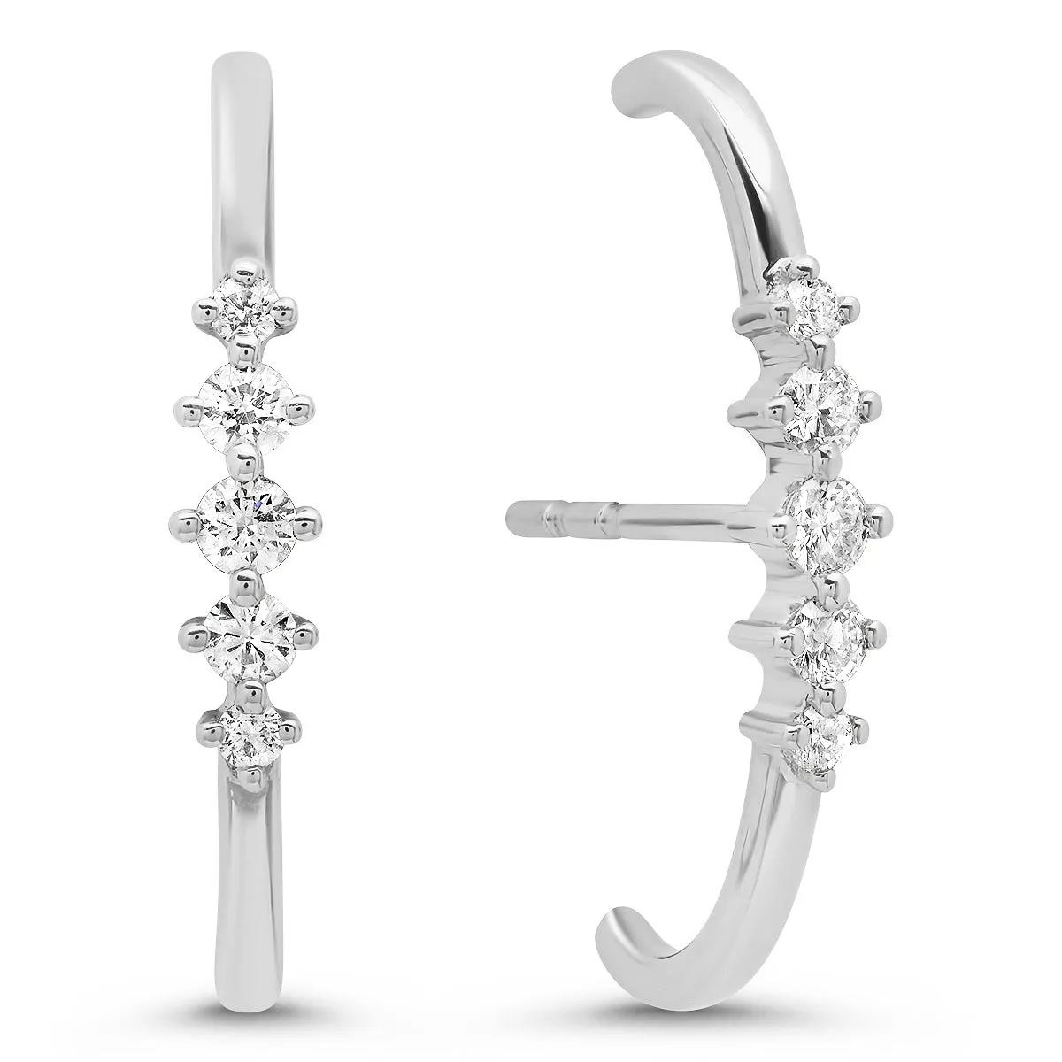 Five Diamond Suspender Lobe Cuff Earrings