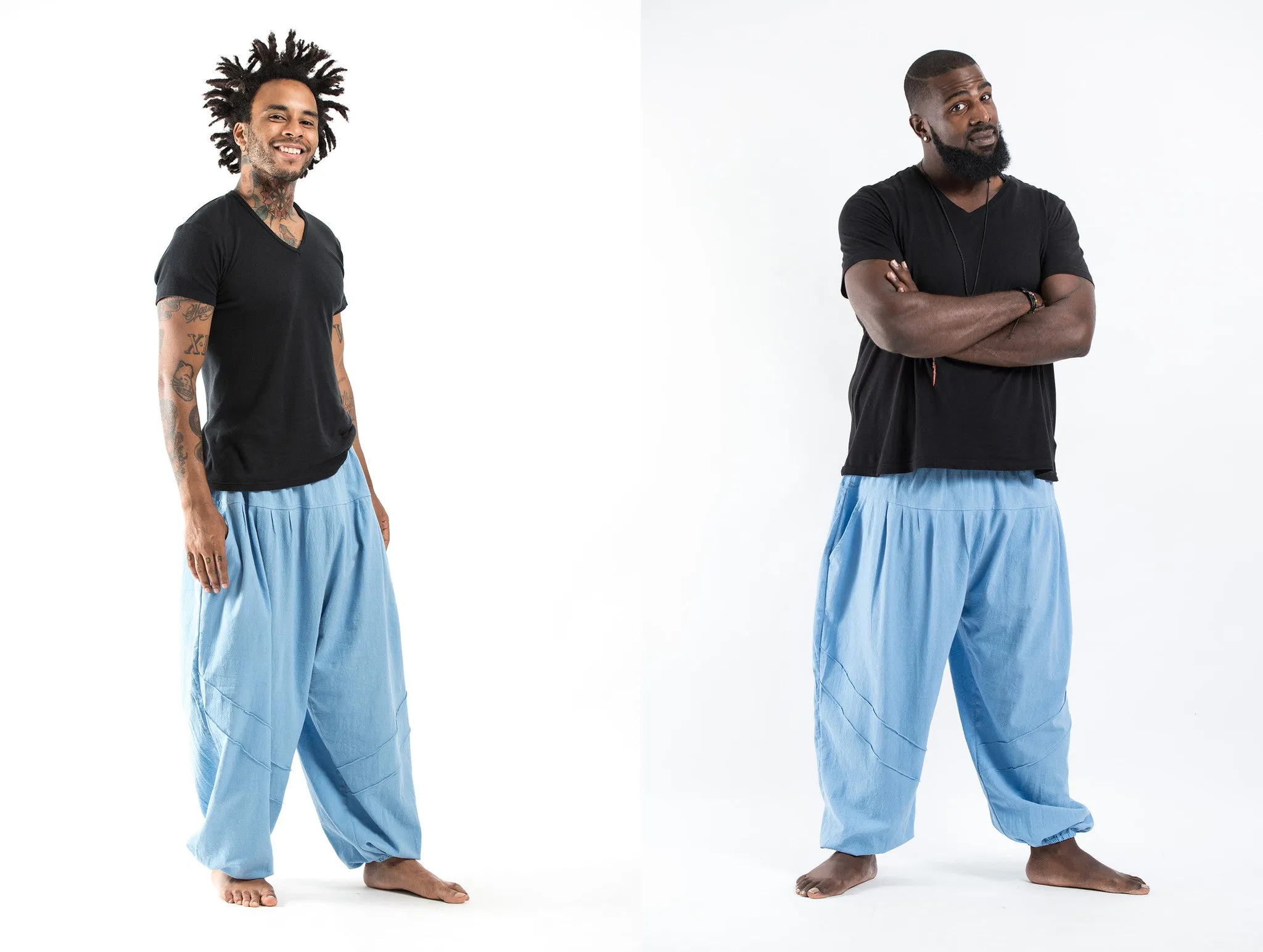 Genie Men's Cotton Harem Pants in Light Blue