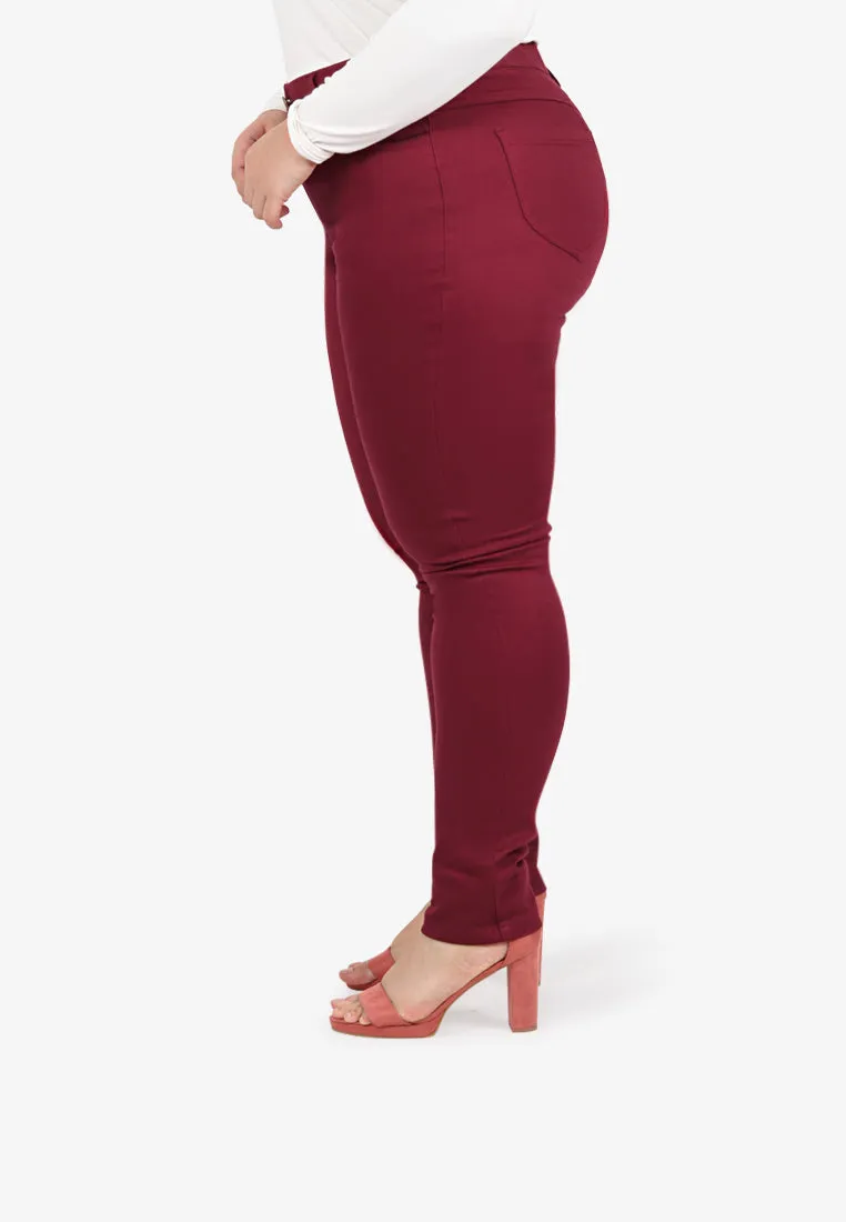 Ginnie Slim-fit Stretch Pants - Maroon