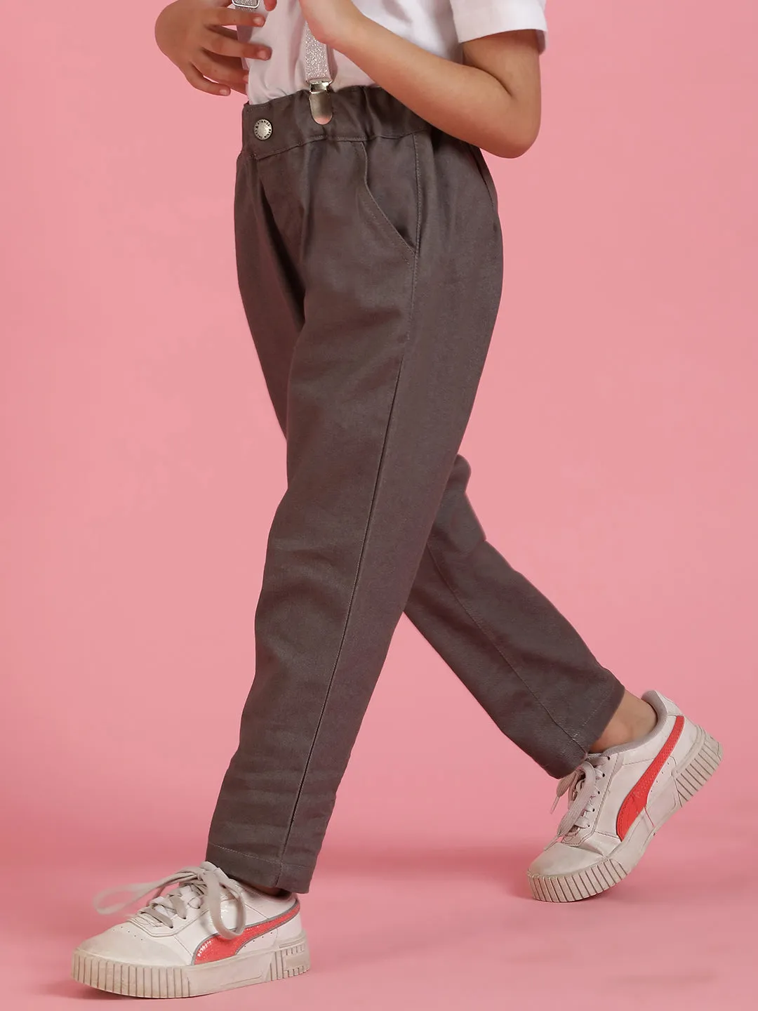 Girls Lycra Grey Trouser with Suspender