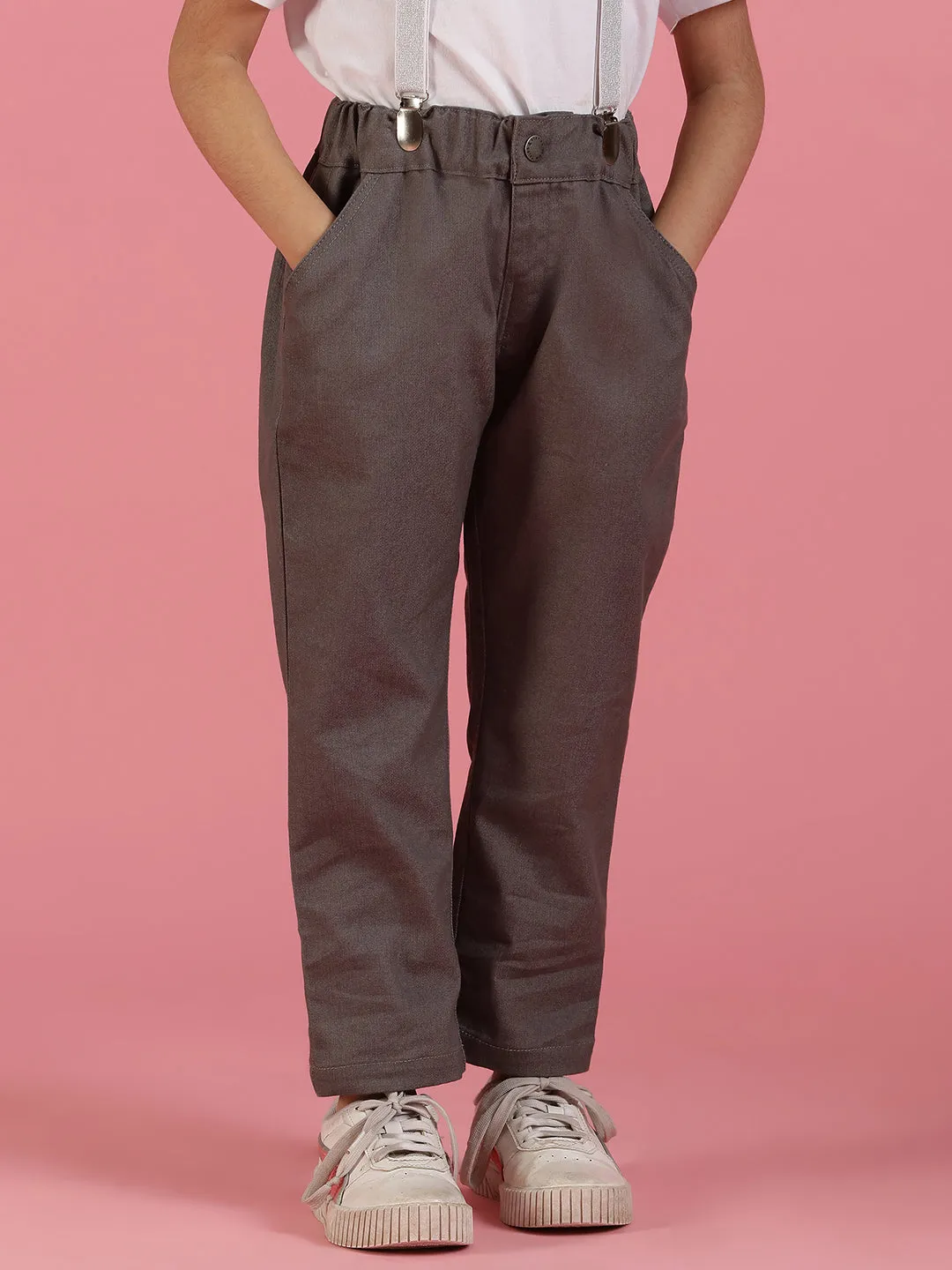 Girls Lycra Grey Trouser with Suspender