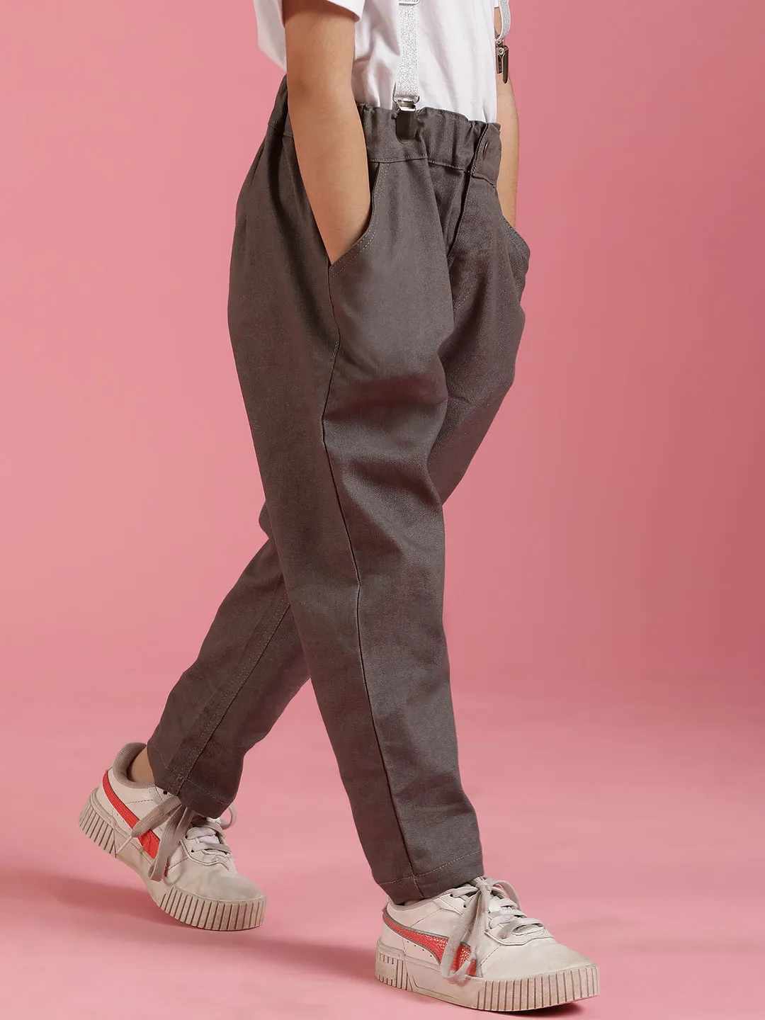 Girls Lycra Grey Trouser with Suspender