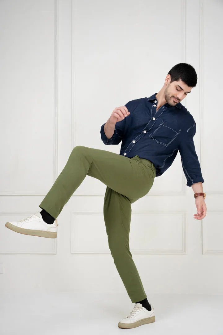 Green Slim Fit Stretch Chino Pants