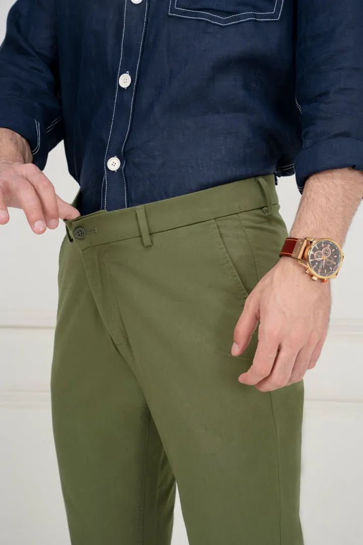 Green Slim Fit Stretch Chino Pants