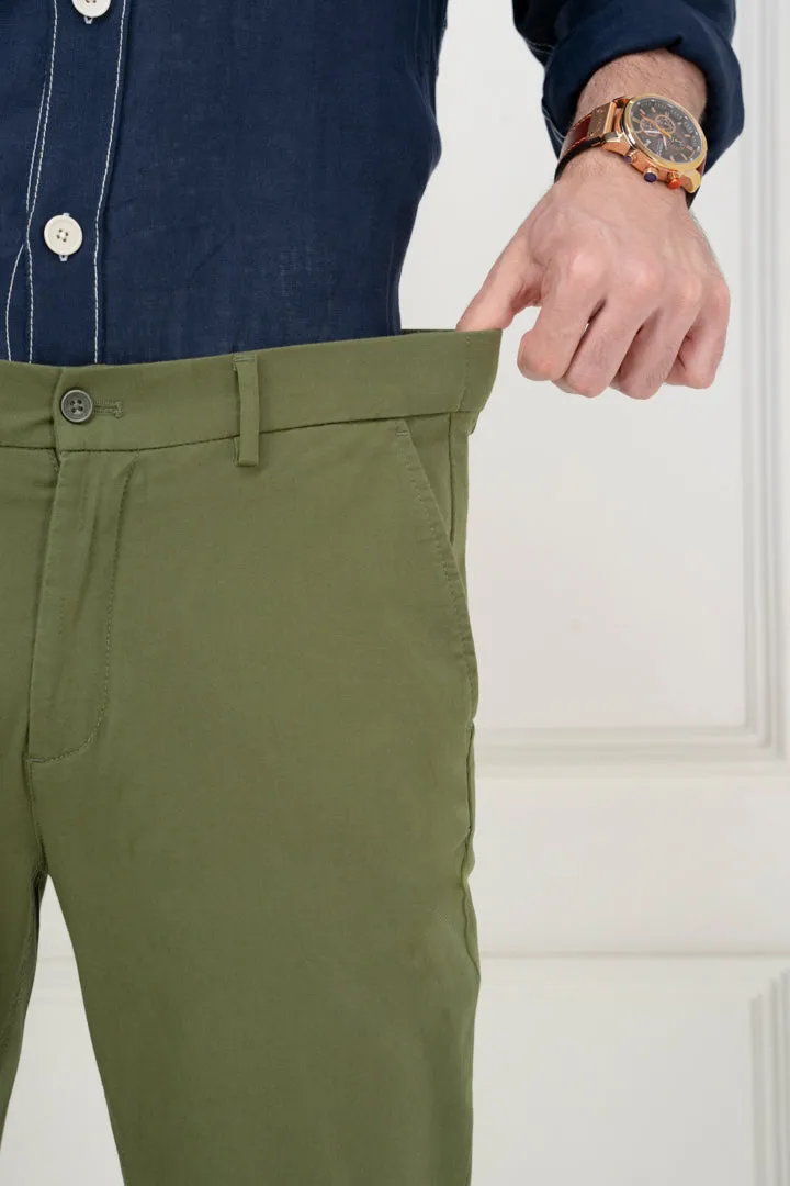 Green Slim Fit Stretch Chino Pants