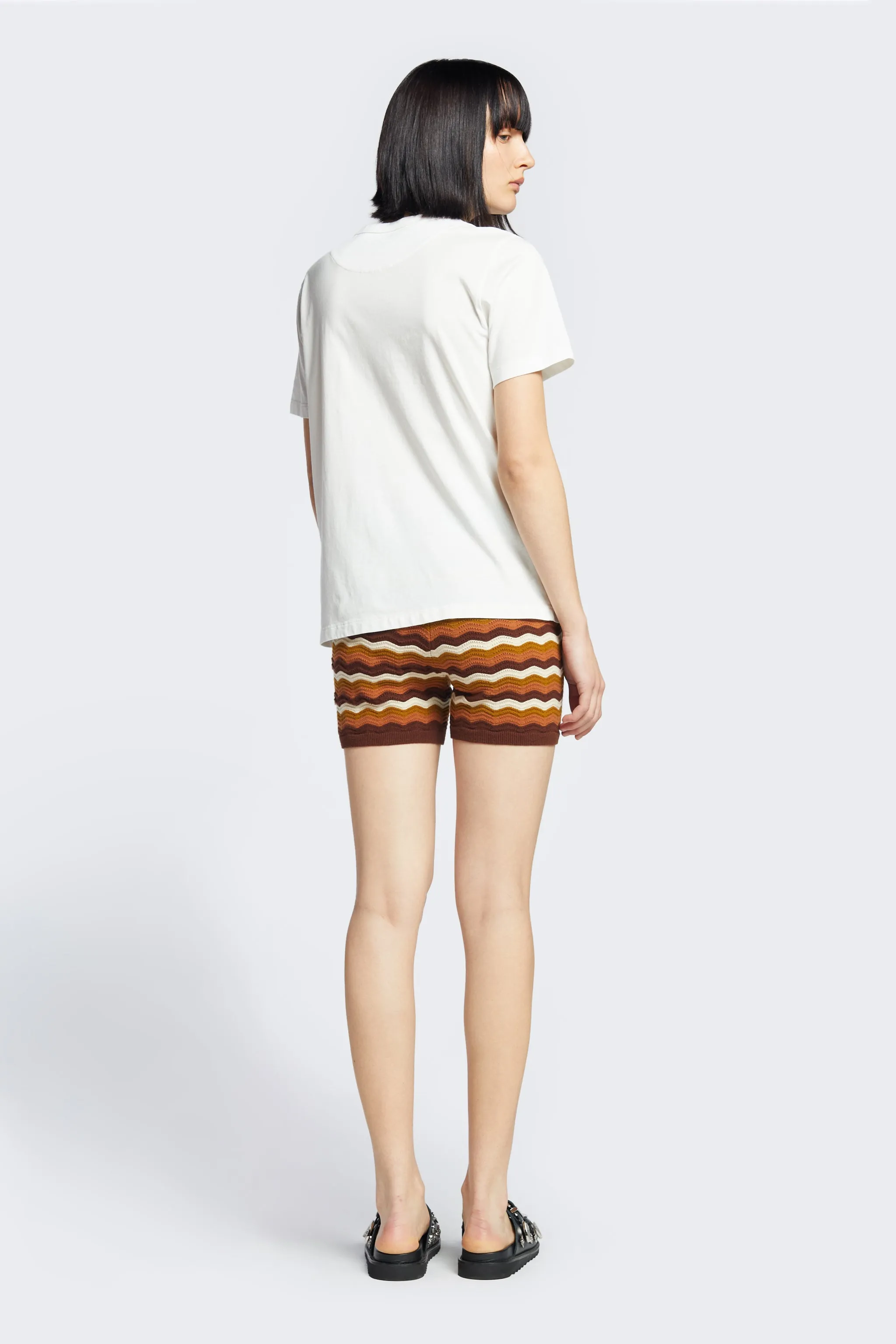 Halo Knitted Shorts Brown Wavy