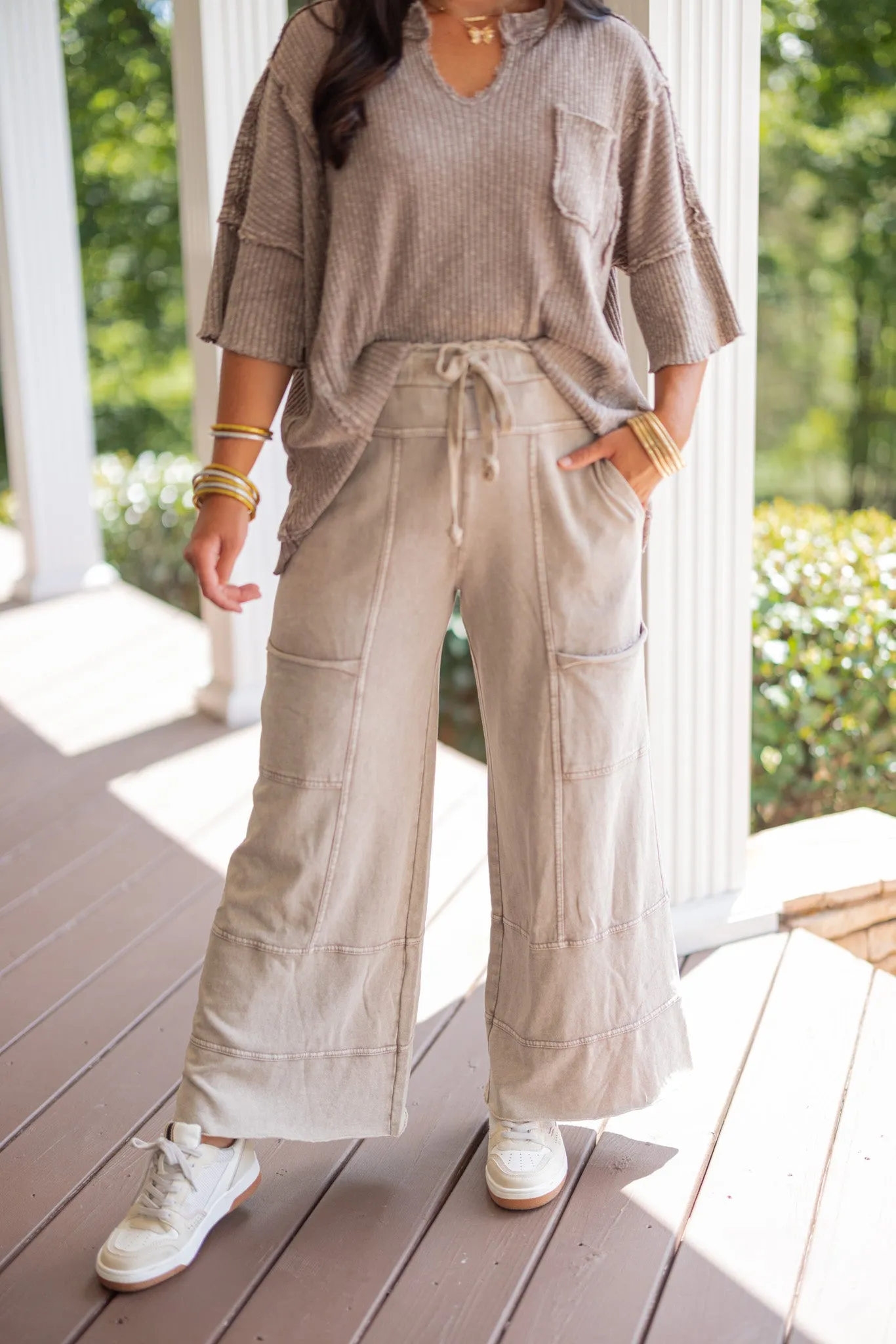 Happy Place Taupe Knit Pants