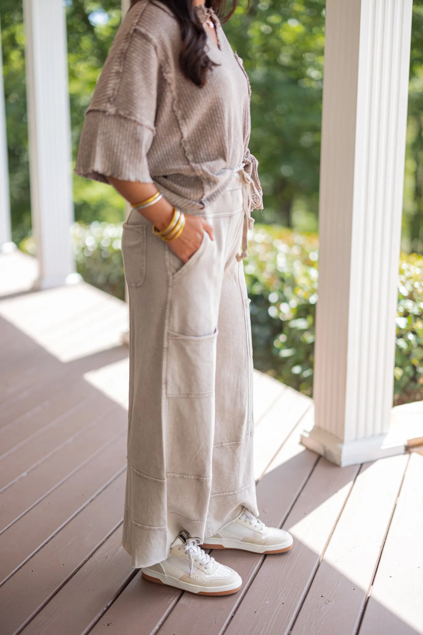 Happy Place Taupe Knit Pants