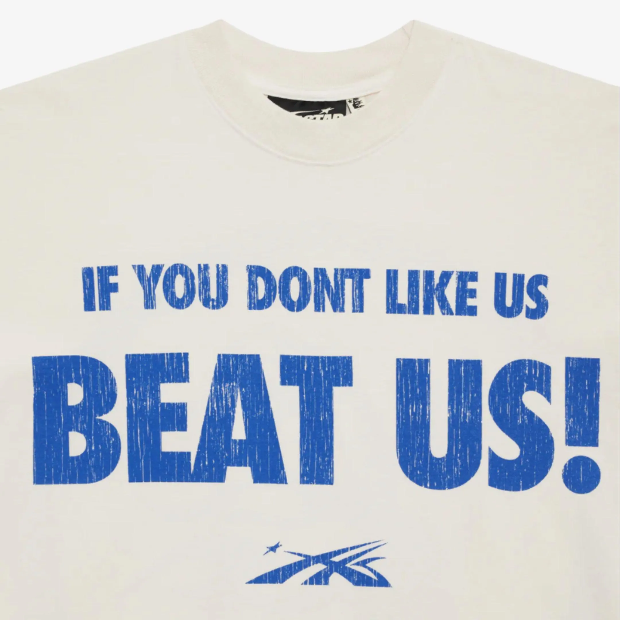 Hellstar Sports T-Shirt 'Beat Us!' White / Blue SS24