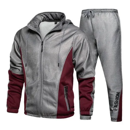 Hooded Sweatsuit Style Tracksuit - Grey