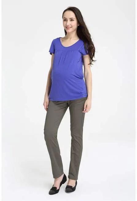 Irene Slim Skinny Super Stretch Maternity Pants Grey